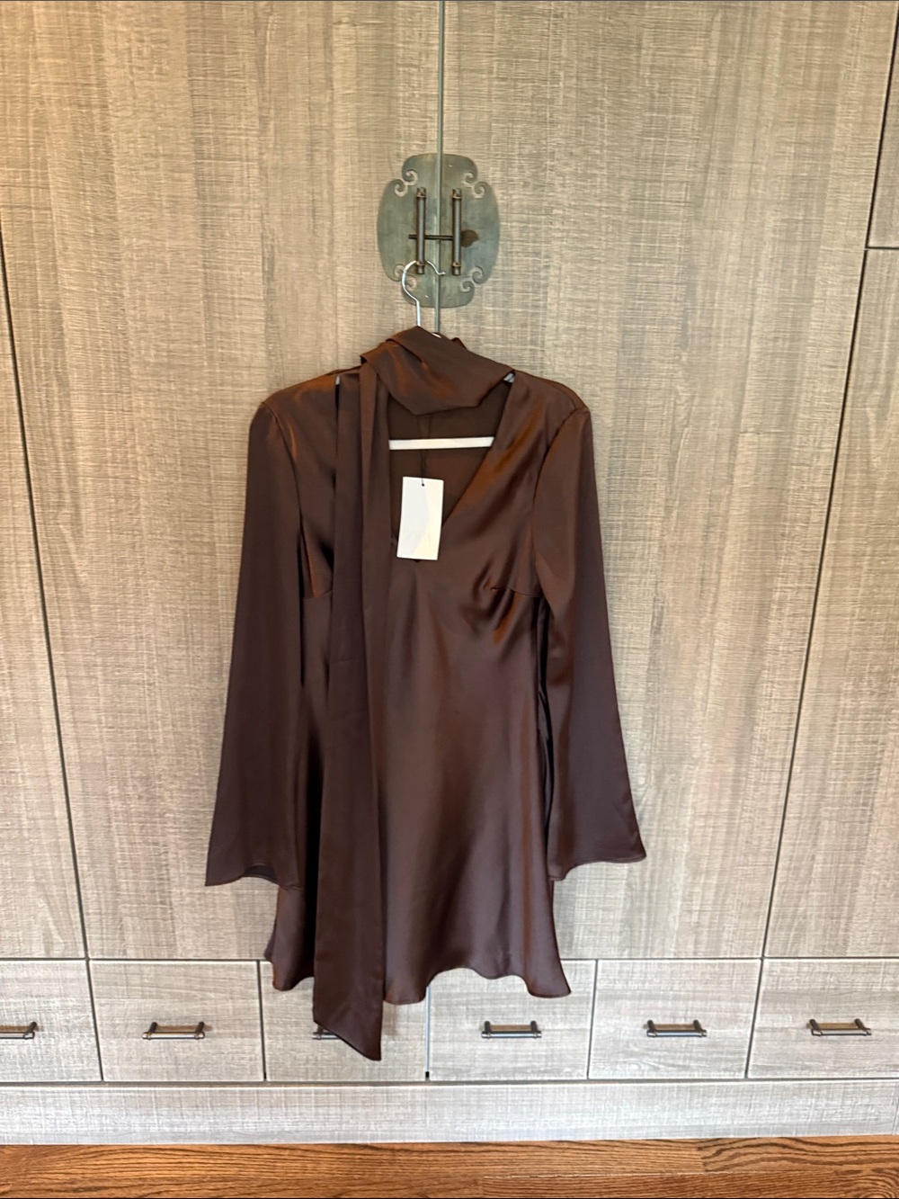 Zara Satin Slip Dress with Matching Neck Scarf